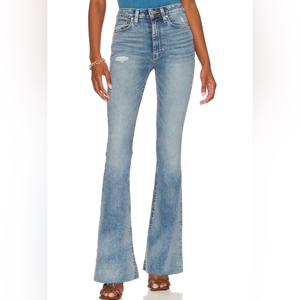 Hudson Jeans Holly High Rise Flare sz. 34 features raw hemline NWT
